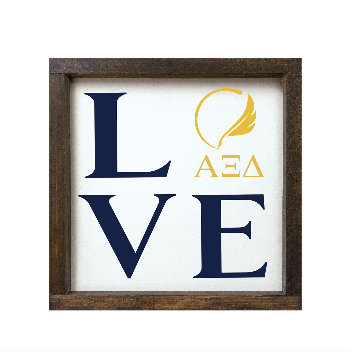 Alpha Xi Delta "LOVE" Wood Framed Sign - 12"x12" | AXiD Gifts