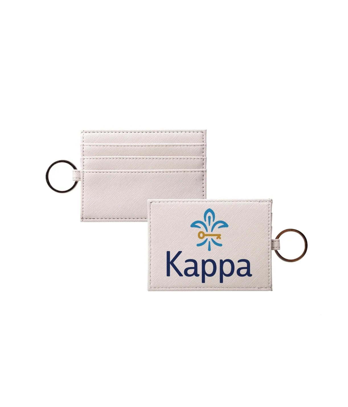 Kappa Vegan Saffiano Leather Keychain Card Holder Full Color Travel Wallet