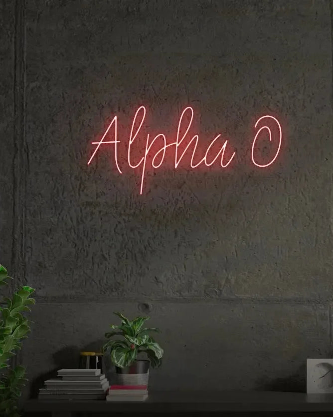 Alpha O LED Neon Script Sign w/ Dimmer Neon Signs