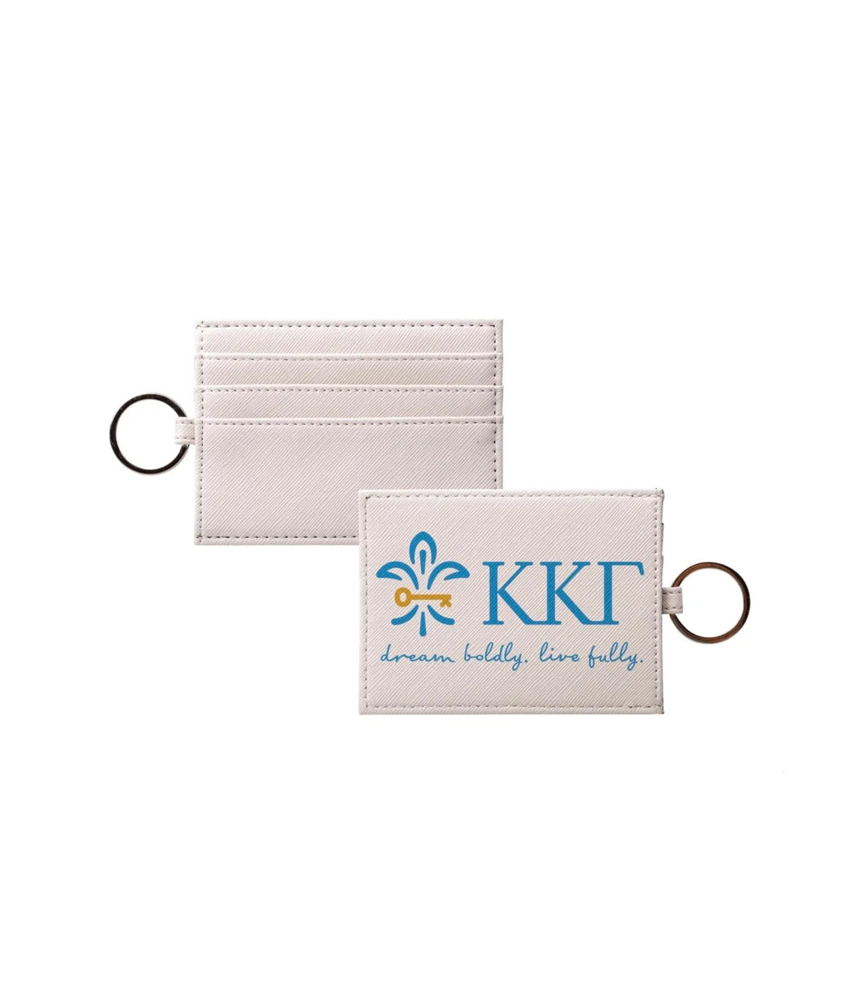KKG Vegan Saffiano Leather Keychain Card Holder - Dream Boldly. Live Fully. Travel Wallet