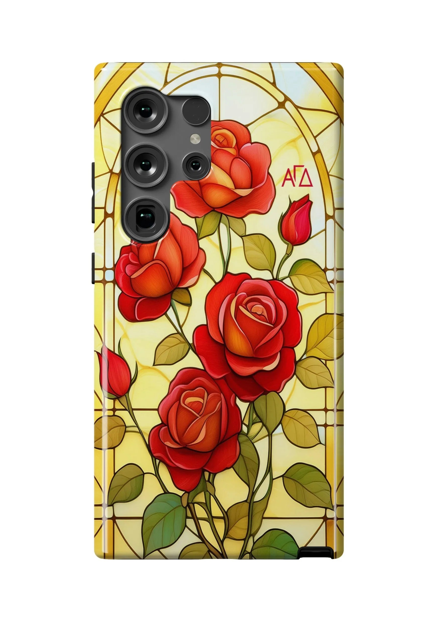 Alpha Gam Samsung Galaxy 24, 23 Mobile Phone Case - Stained Glass Roses Gloss Mobile Phone Cases