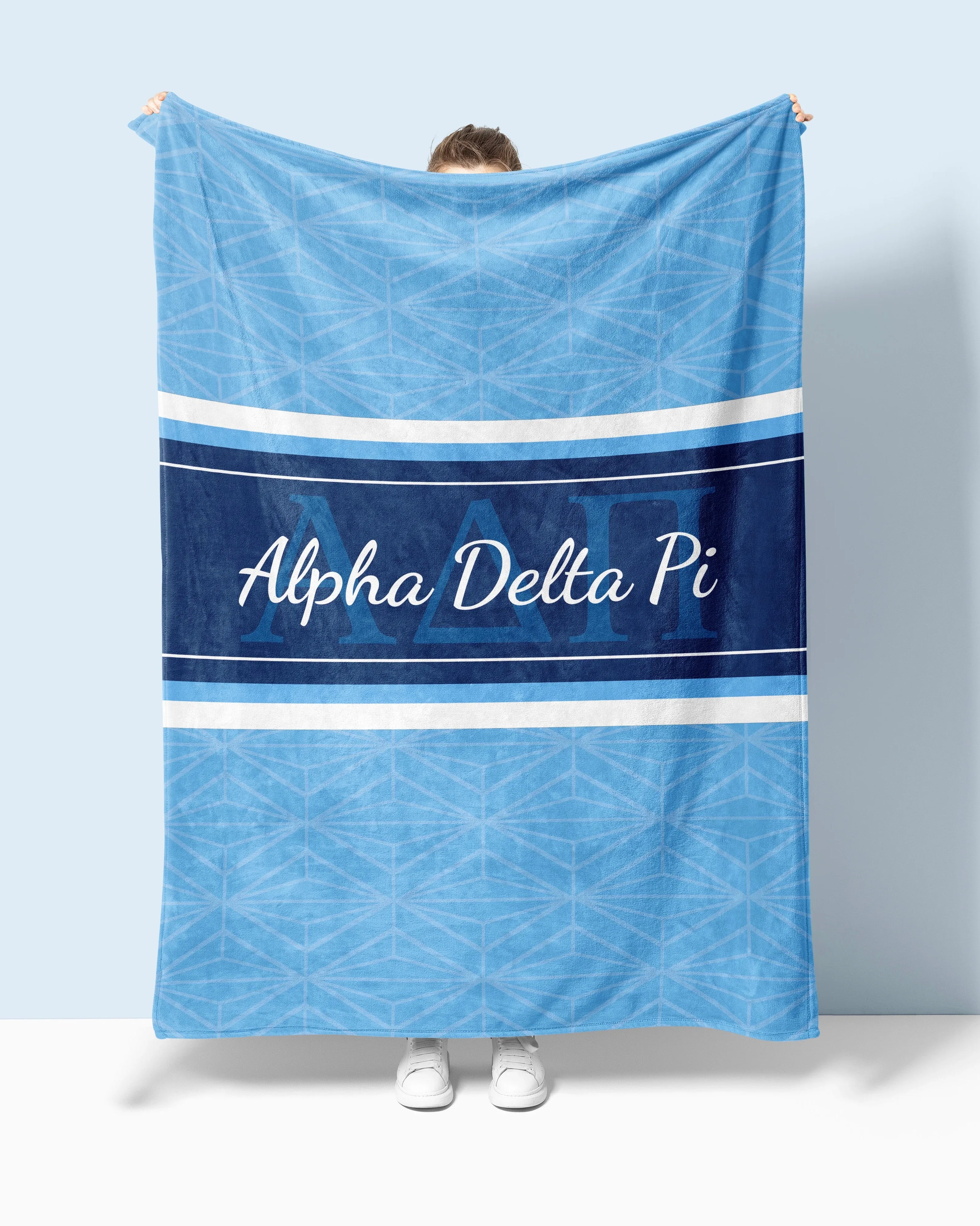 Alpha Delta Pi XL 60x80 Sherpa Throw Blanket - Midnight Horizon Diamond