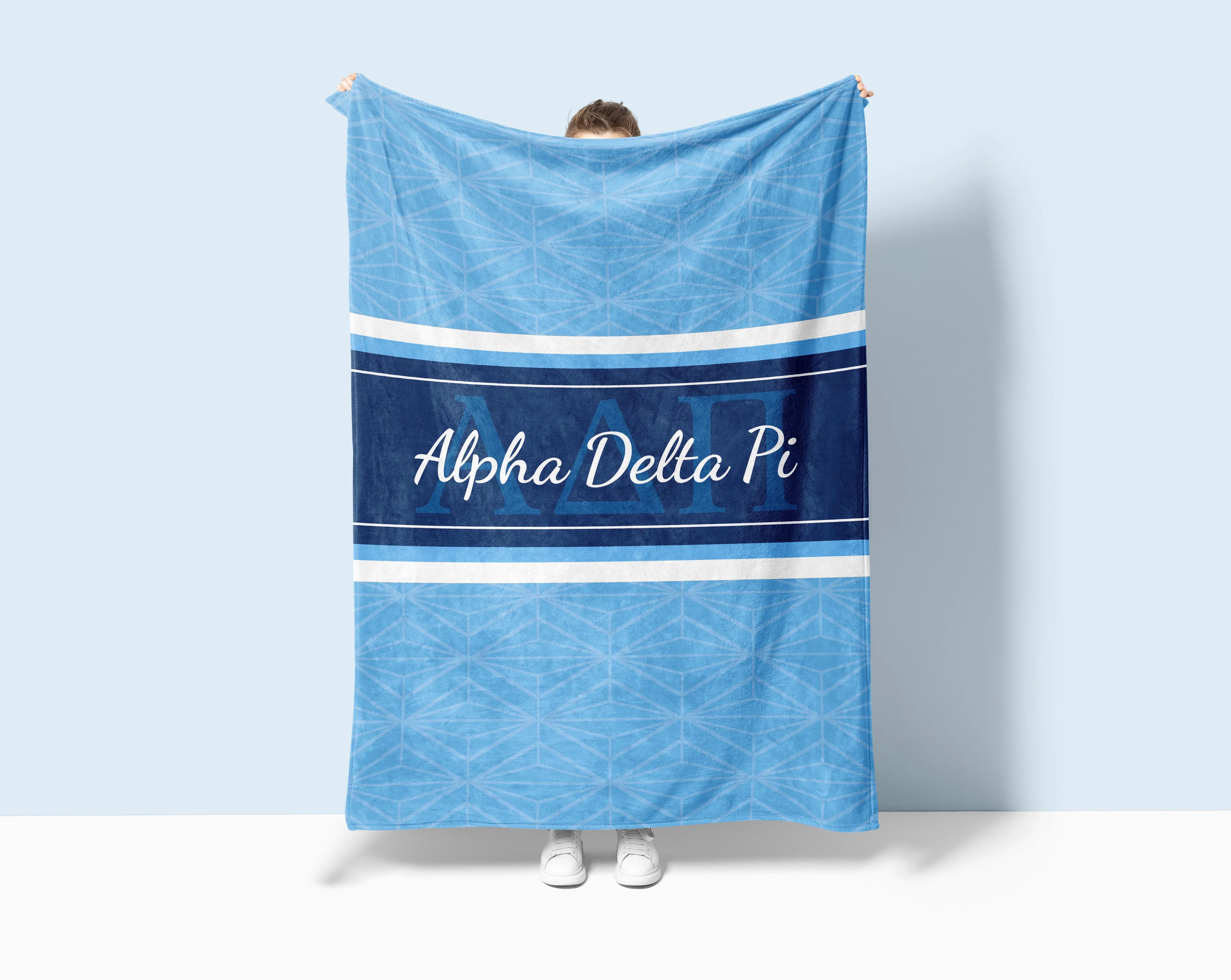 Alpha Delta Pi XL 60x80 Sherpa Throw Blanket - Midnight Horizon Diamond