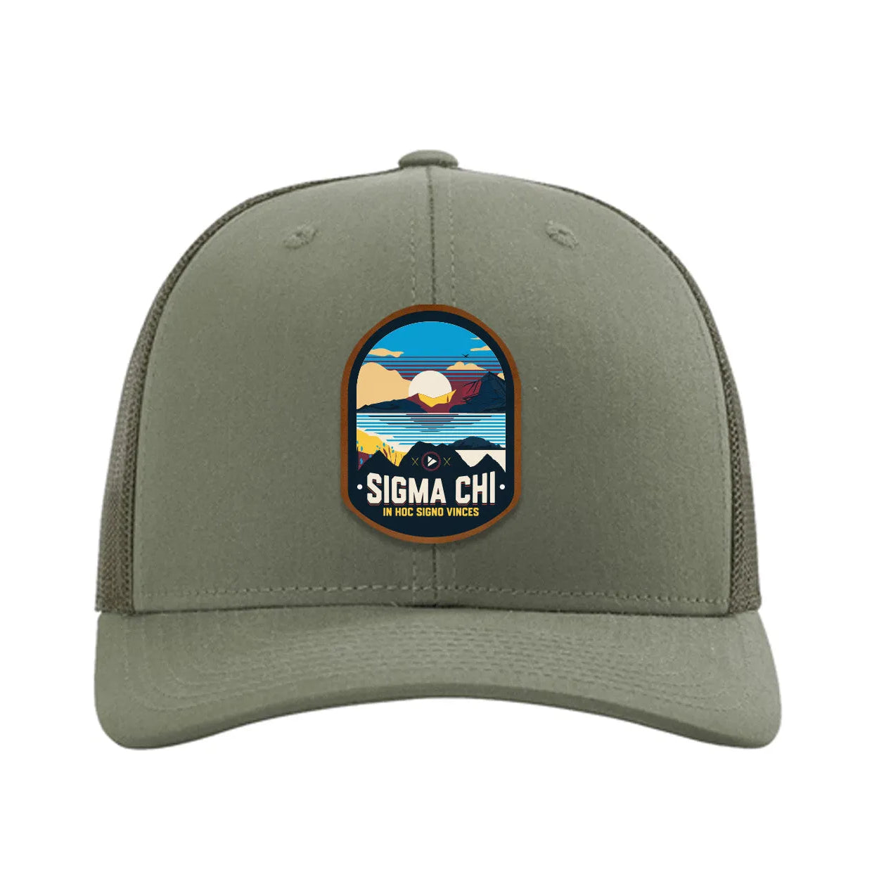 Sigma Chi Richardson 112 UV Print Leatherette Patch Trucker Hat - Ventura Loden Trucker Hat