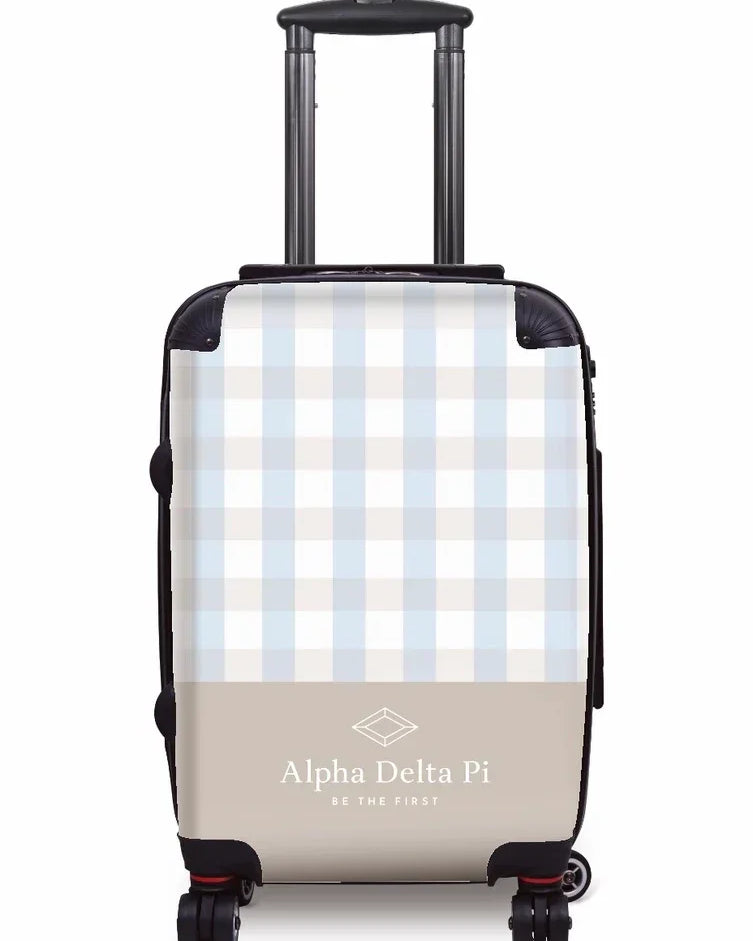 Alpha Delta Pi Carry-on Luggage - Gingham Sand Suitcases