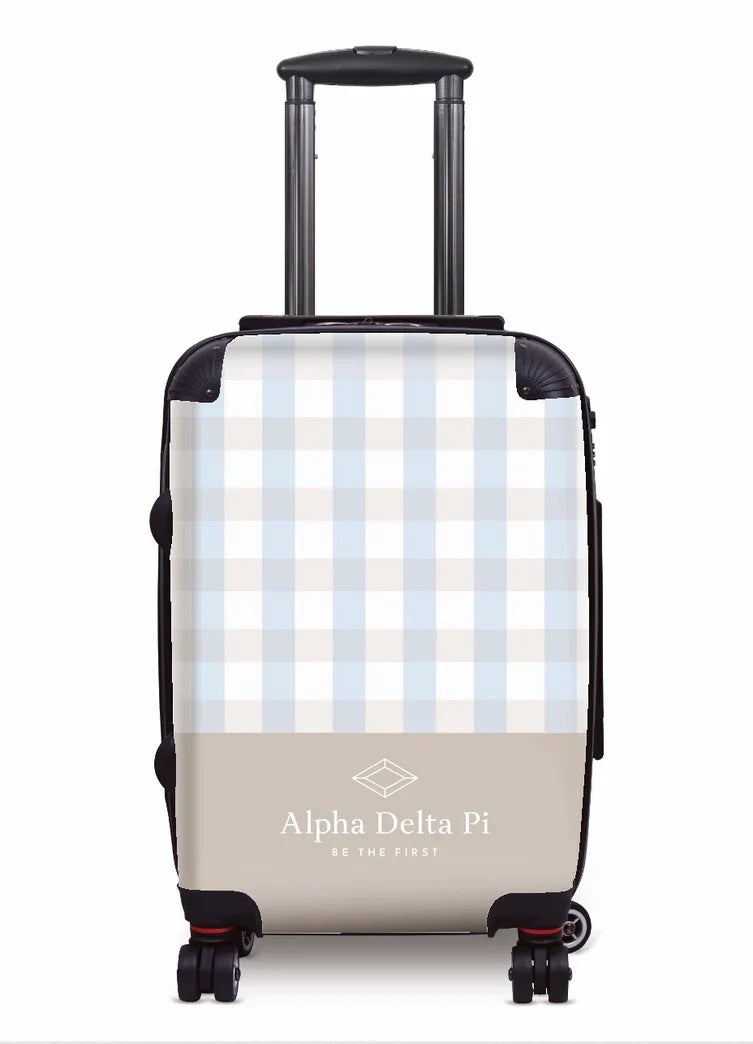 Alpha Delta Pi Carry-on Luggage - Gingham Sand Suitcases