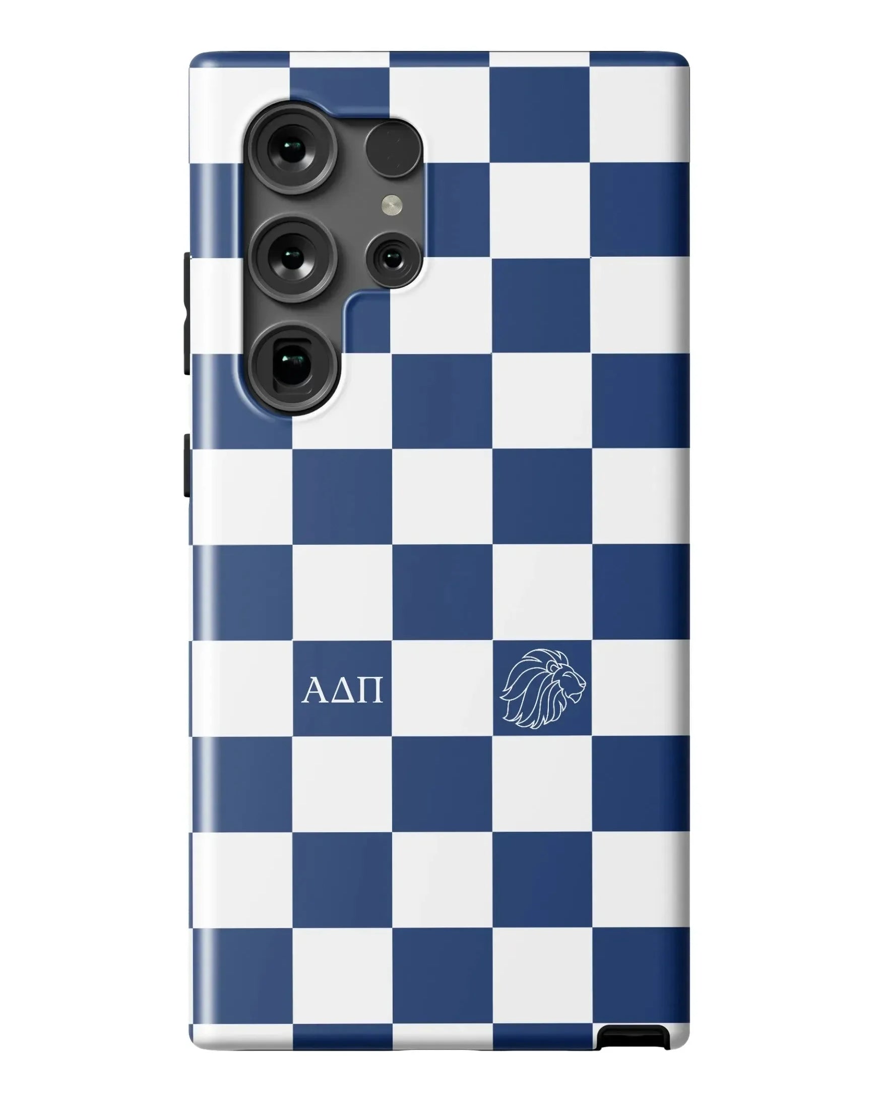 Alpha Delta Pi Samsung Galaxy 24, 23 Mobile Phone Case - Midnight Blue Check Matte Mobile Phone Cases