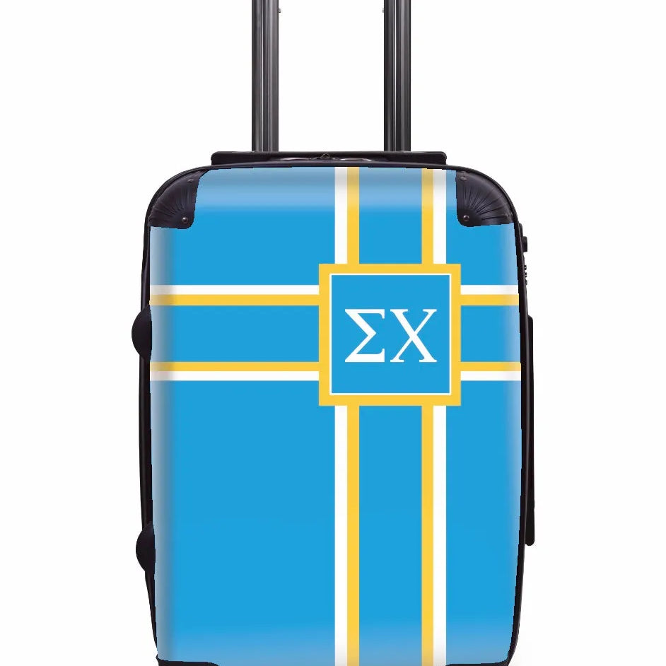 Sigma Chi Carry-On Suitcase - Cross Stripes Blue Suitcases