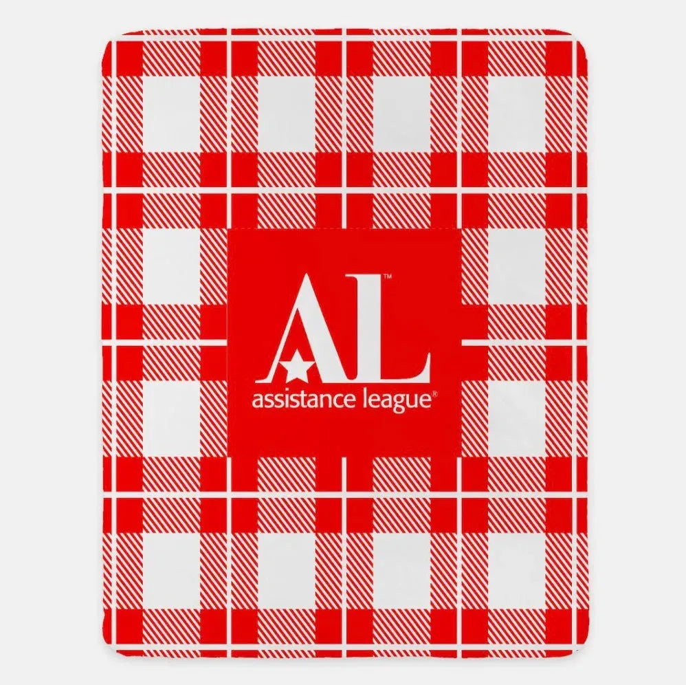 Assistance League XL 60x80 Plaid Sherpa Blanket Red Throw Blankets