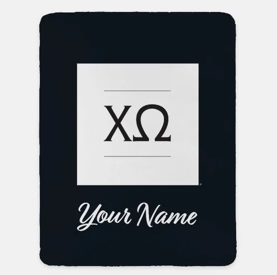 Chi Omega Personalized XL 60x80 Sherpa Throw Blanket Black White Throw Blankets