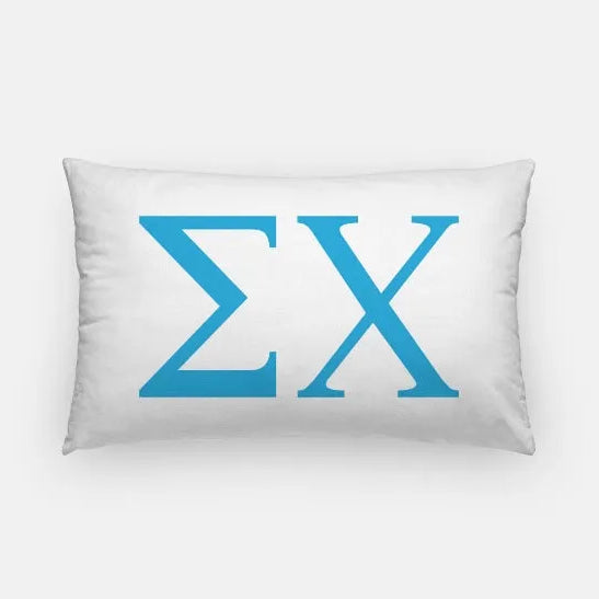 Sigma Chi Lumbar Pillow Cover - Greek Letters White Blue Pillow Covers