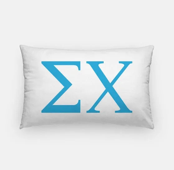 Sigma Chi Lumbar Pillow Cover - Greek Letters White Blue Pillow Covers