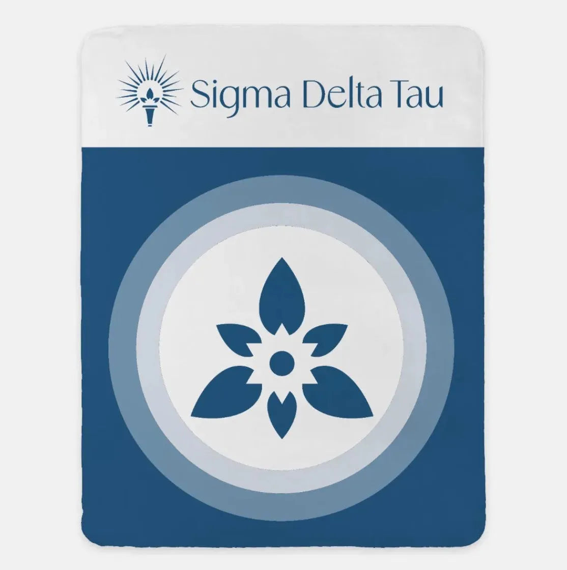 Sigma Delta Tau XL 60x80 Sherpa Throw Blanket - Droplet Wide Band Blue Throw Blankets