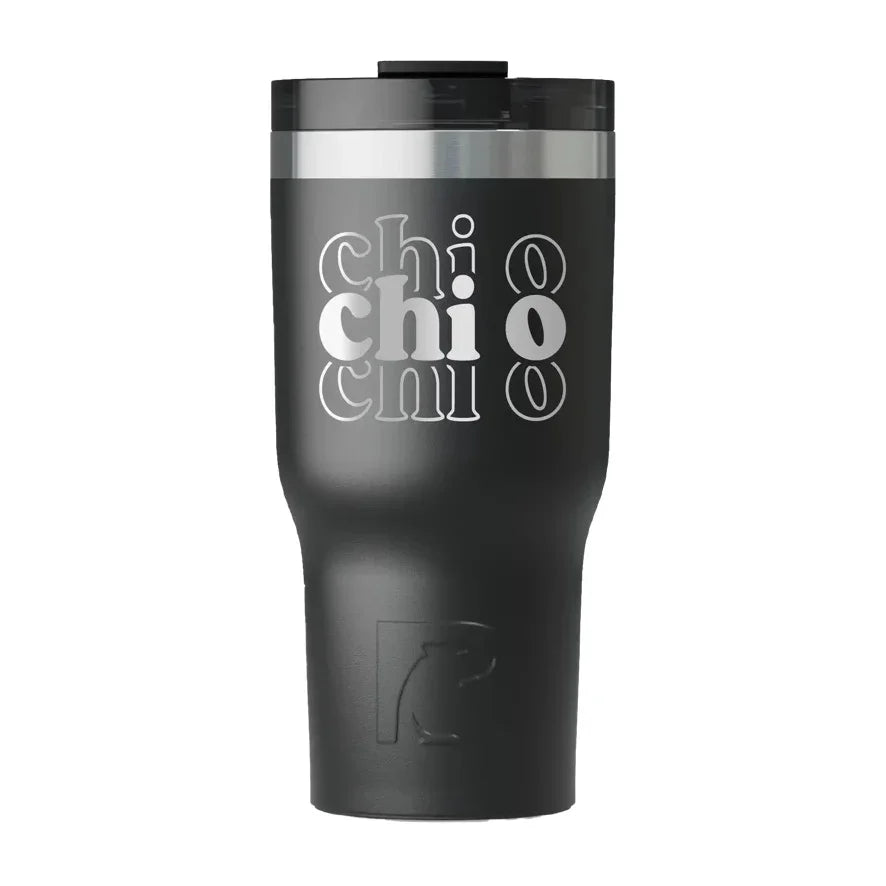 Chi Omega RTIC 20 oz Essential Ceramic Lined Tumbler - Stacked Letters