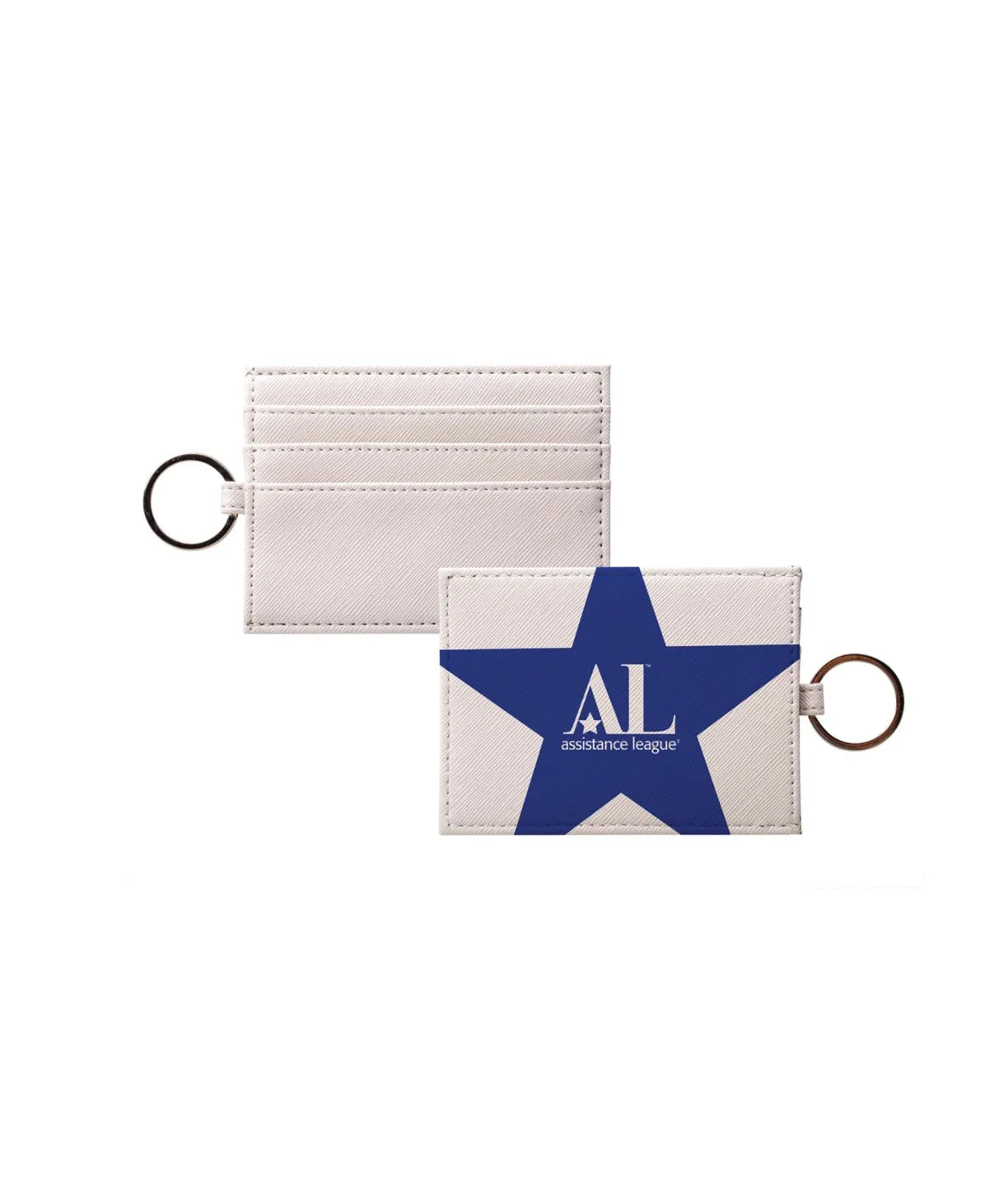 Assistance League Vegan Saffiano Leather Keychain Cardholder - Blue Star Travel Wallet