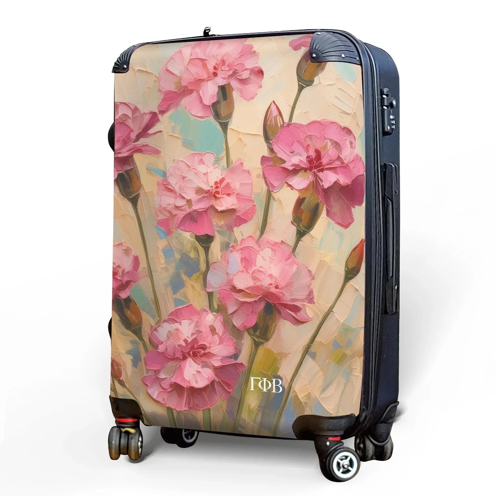 Gamma Phi Beta Carry-on Suitcase - Bold Pink Carnations Suitcases