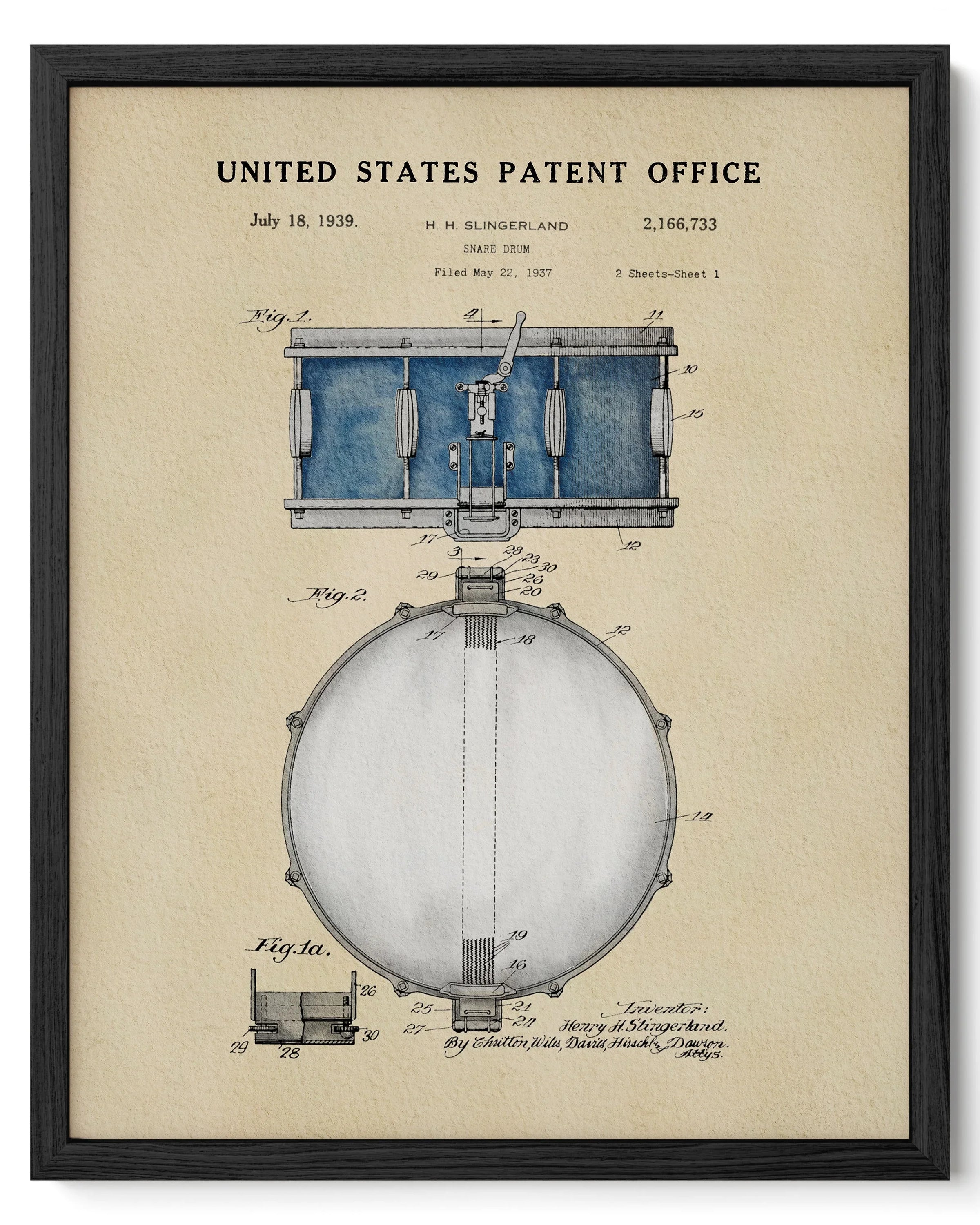 Snare Drum US Patent Art Print | Wall Art | Music-Themed Dorm Decor