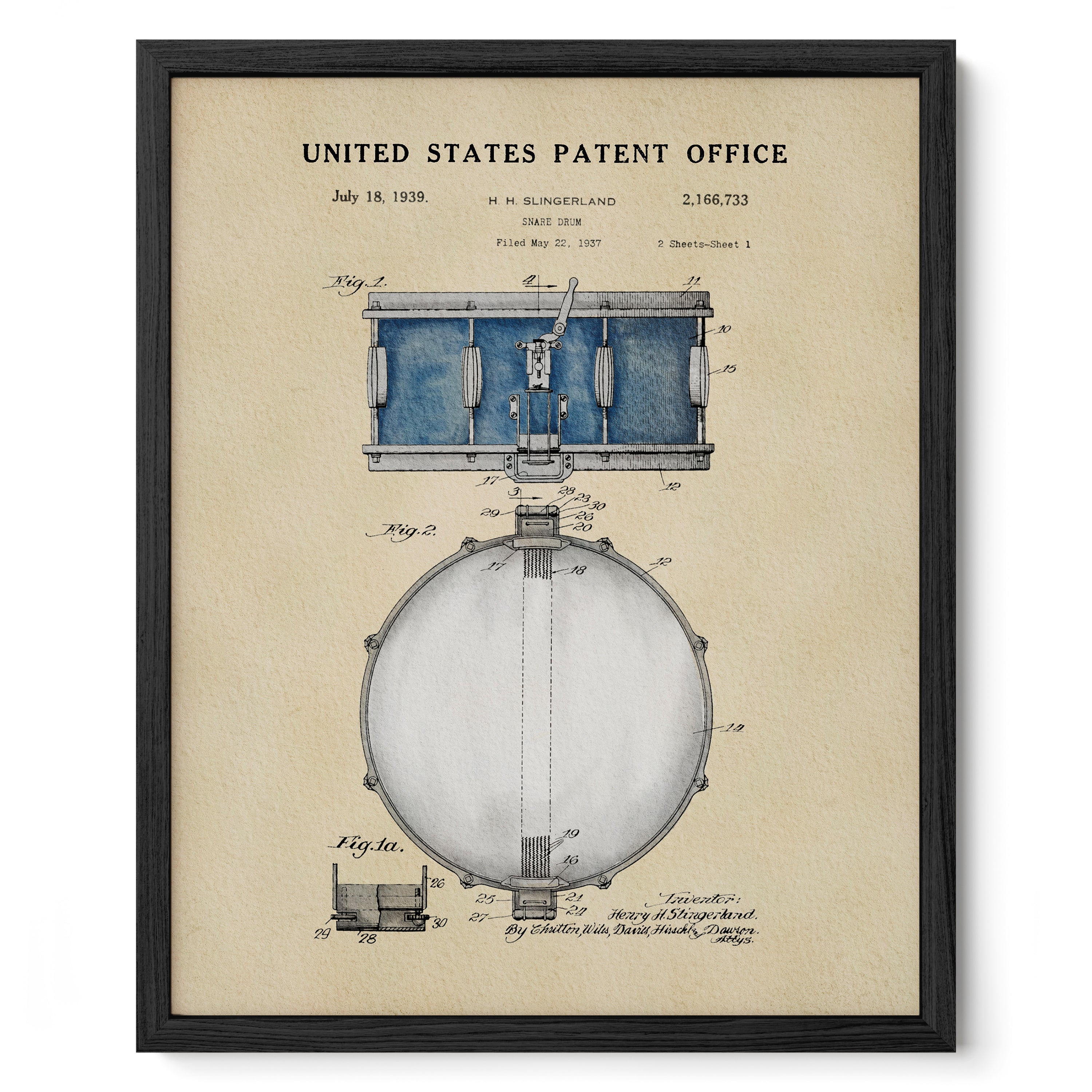 Snare Drum US Patent Art Print | Wall Art | Music-Themed Dorm Decor