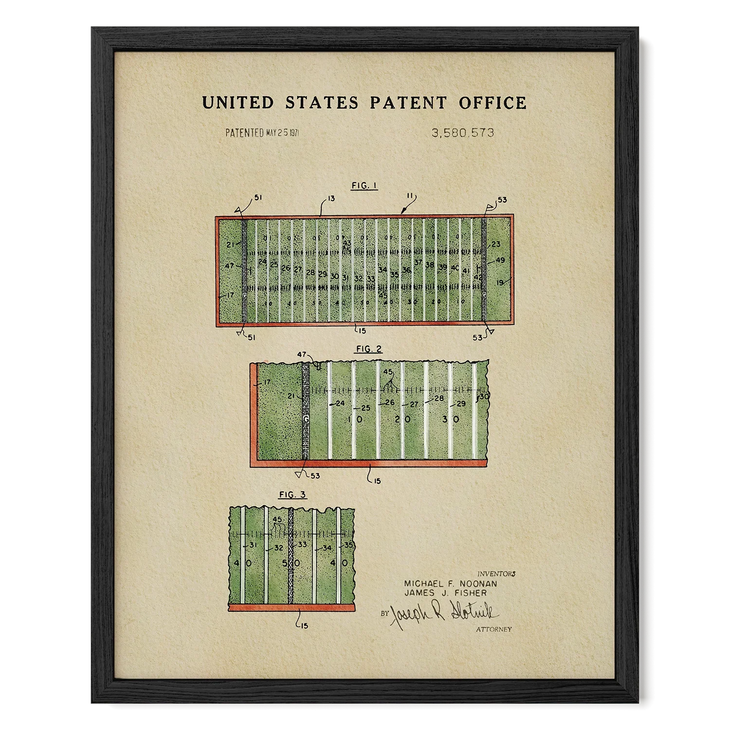 Football Field US Patent Art Print | Dorm Decor For Guys | Sports | Campus Greek Fit