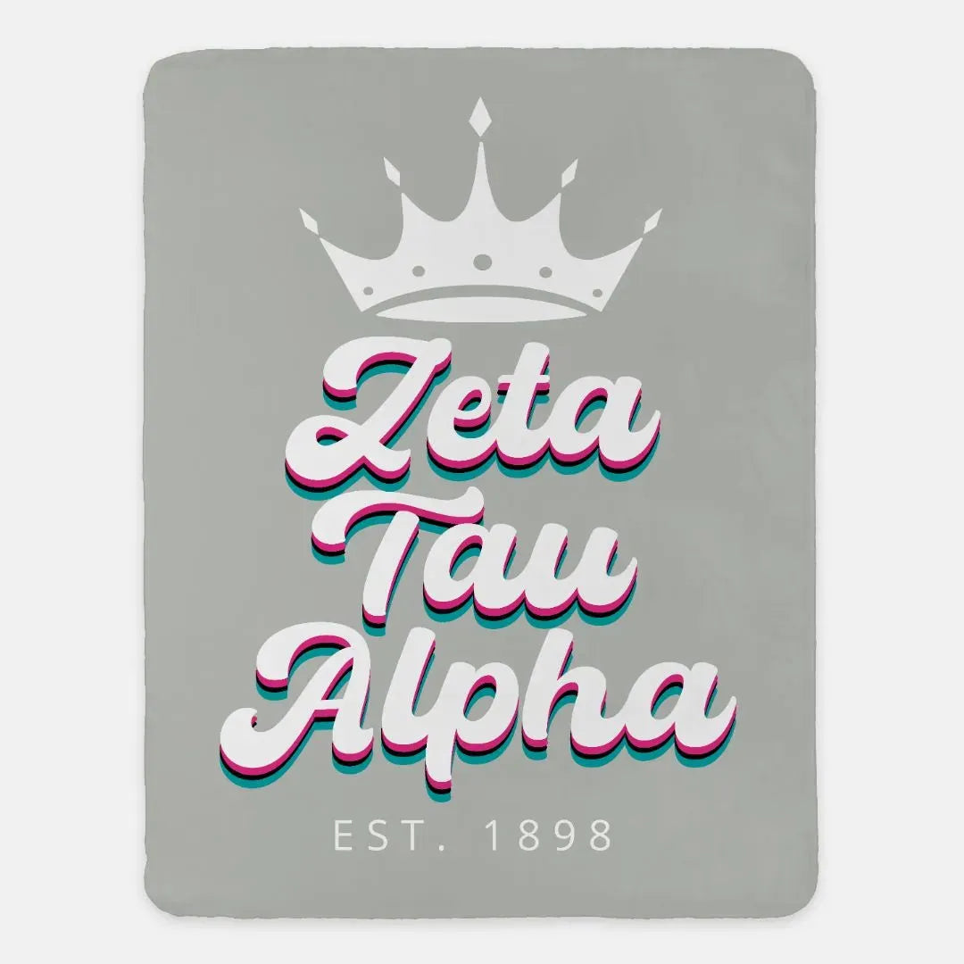 Zeta Tau Alpha Sherpa Blanket - Retro XL 60"x80" Throw Blankets