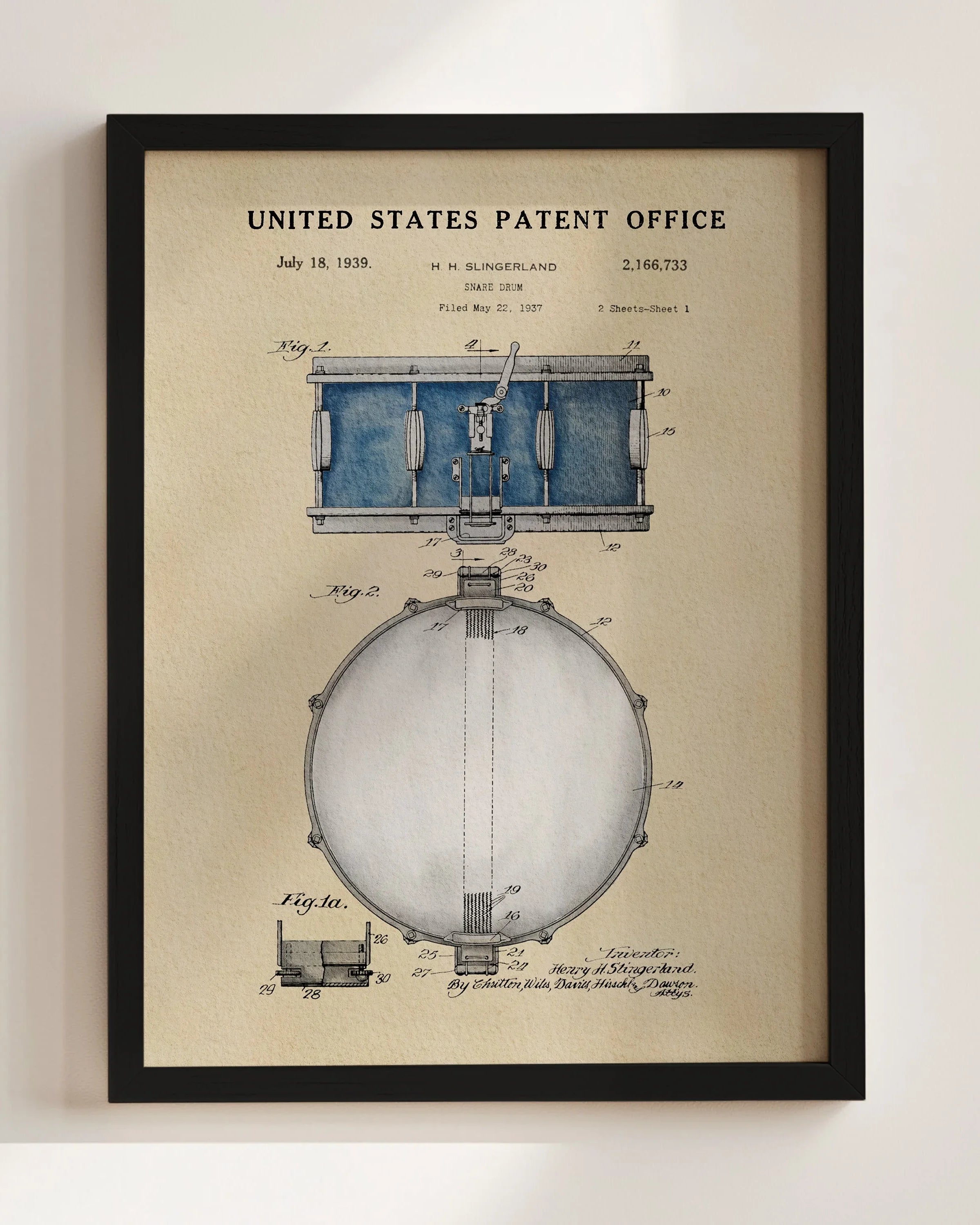 Snare Drum US Patent Art Print | Wall Art | Music-Themed Dorm Decor