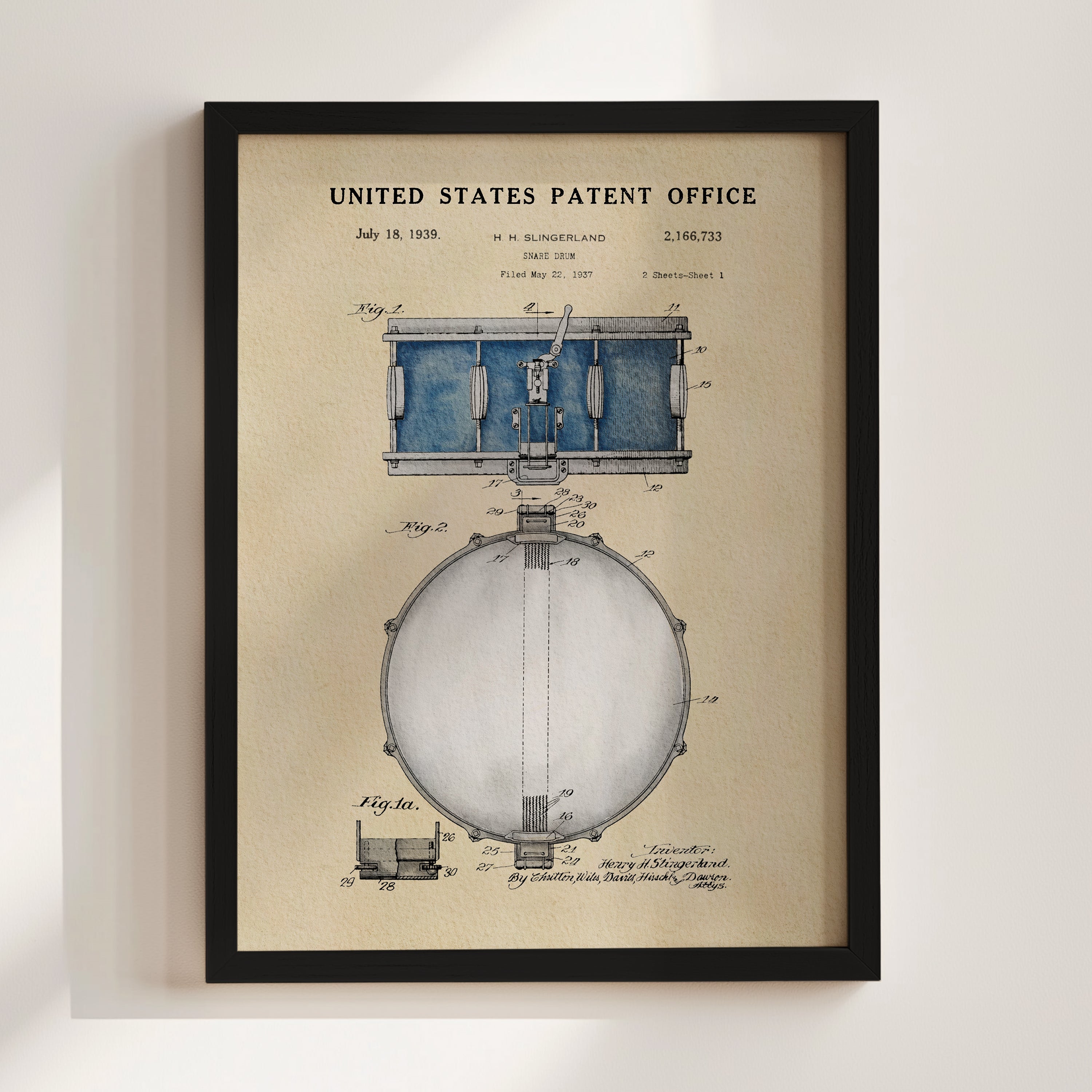 Snare Drum US Patent Art Print | Wall Art | Music-Themed Dorm Decor