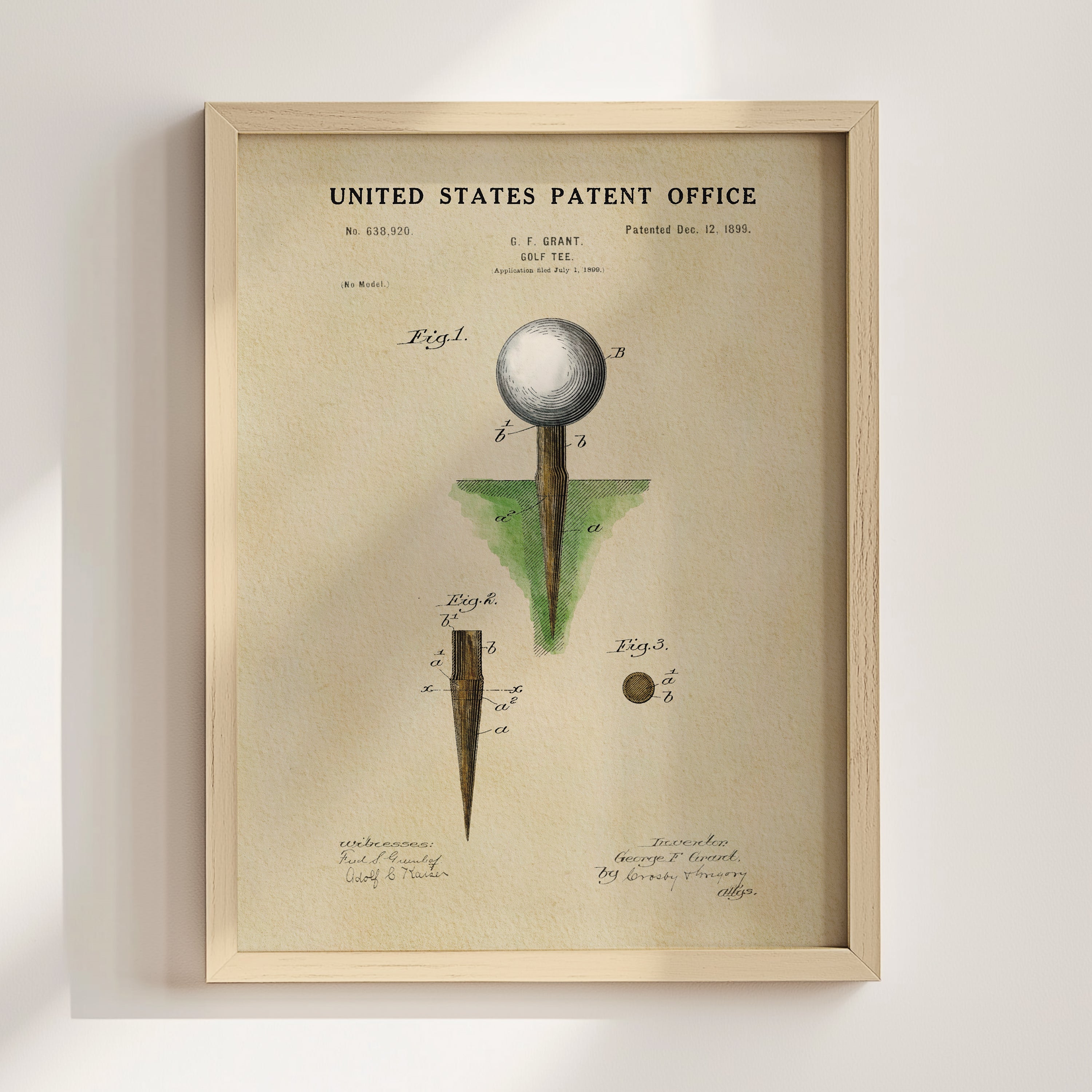 Golf Tee US Patent Art Print