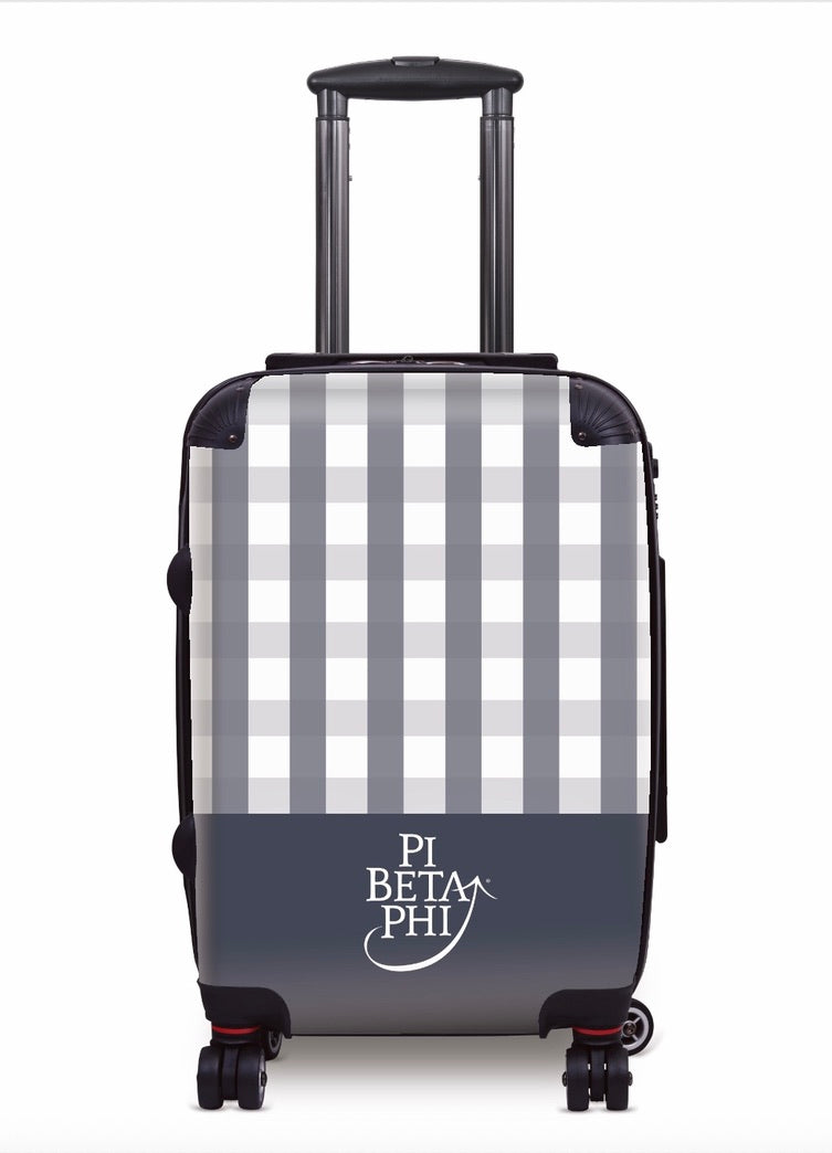 Pi Beta Phi Carry-on Suitcase - Gingham Gray Suitcases