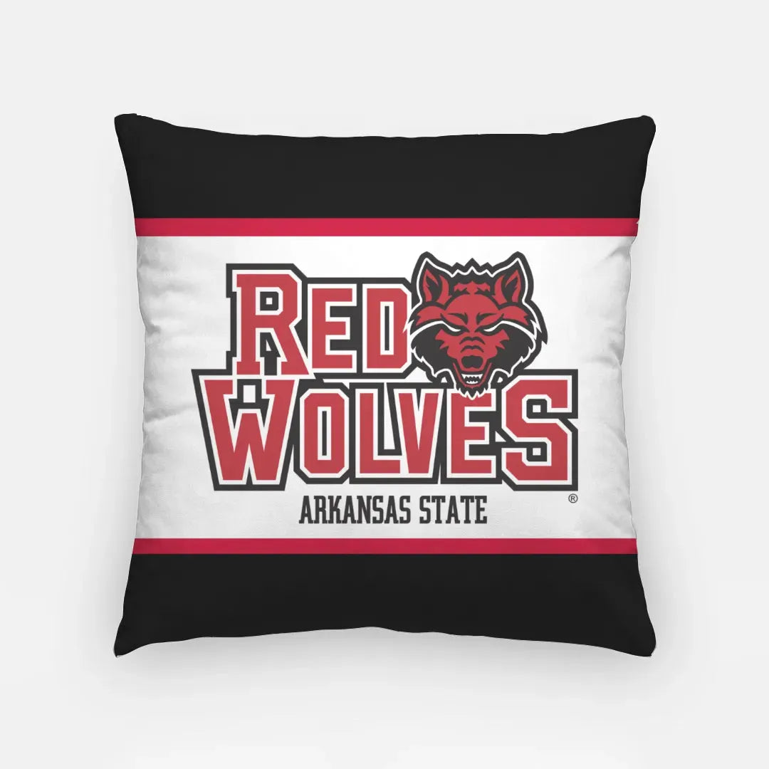 Arkansas State University 18" Red Wolves Striped Throw Pillow Cover Pillow Covers