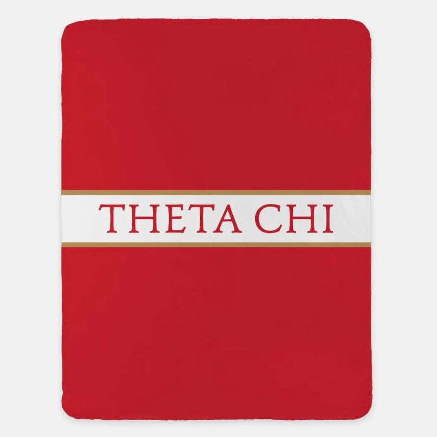 Theta Chi XL 60x80 Blanket - Traditional Center Band Red Gold Throw Blankets