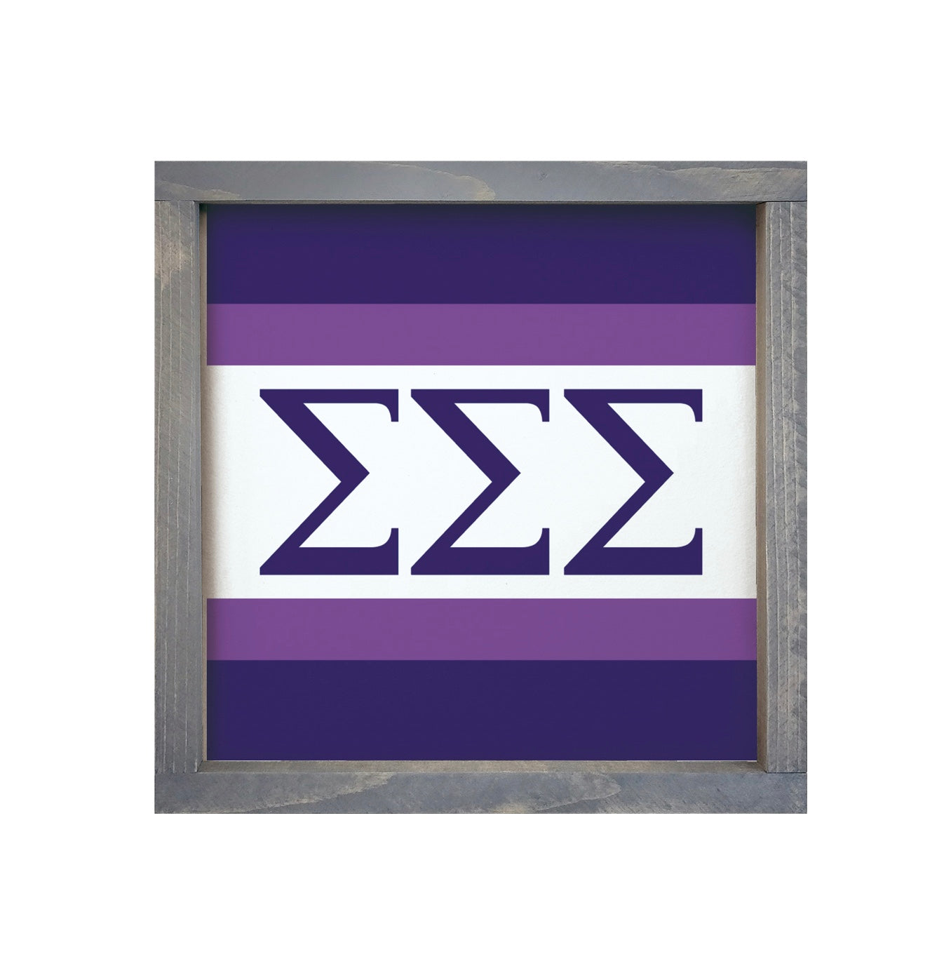 Tri Sigma 12x12 Wood Framed Sign - Stripes Weathered Gray Wall Art & Signs