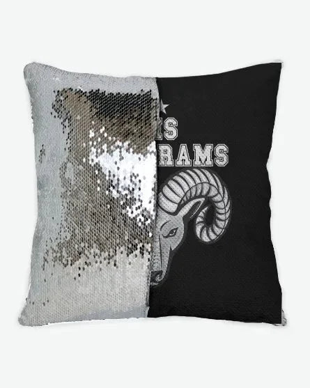 PHS Lady Rams Sequin Pillow Cover Black Silver Pillow Covers