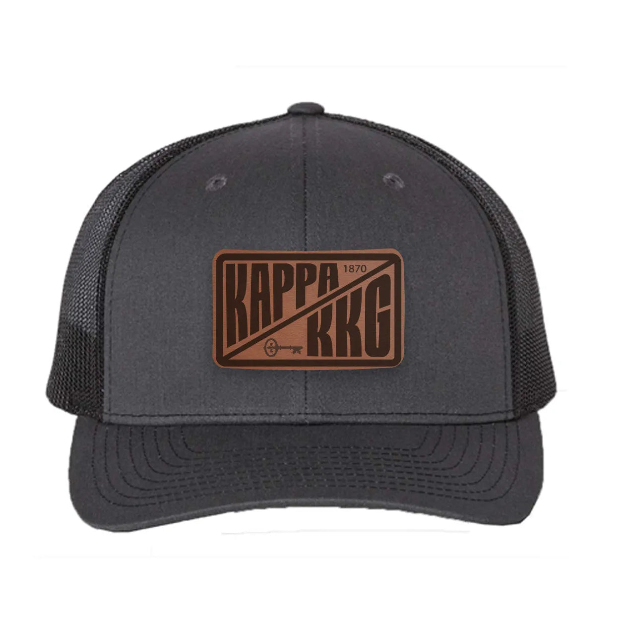 Kappa Kappa GammaRichardson 112 Leatherette Patch Trucker Hat - Divide Charcoal Black Trucker Hat