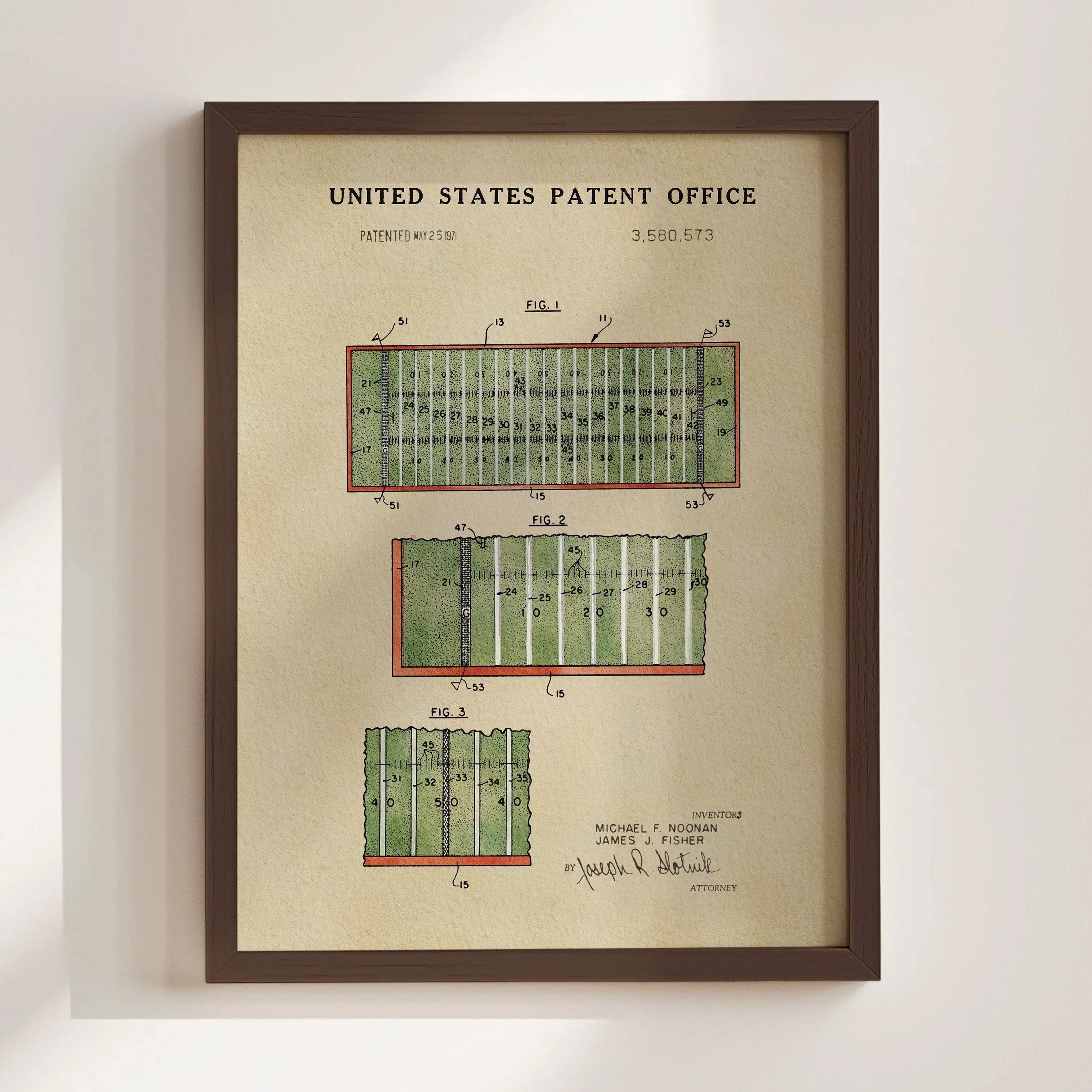 Football Field US Patent Art Print | Dorm Decor For Guys | Sports | Campus Greek Fit