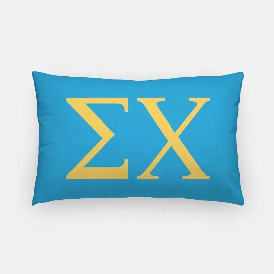 Sigma Chi Lumbar Pillow Cover - Greek Letters Blue Goid Pillow Covers