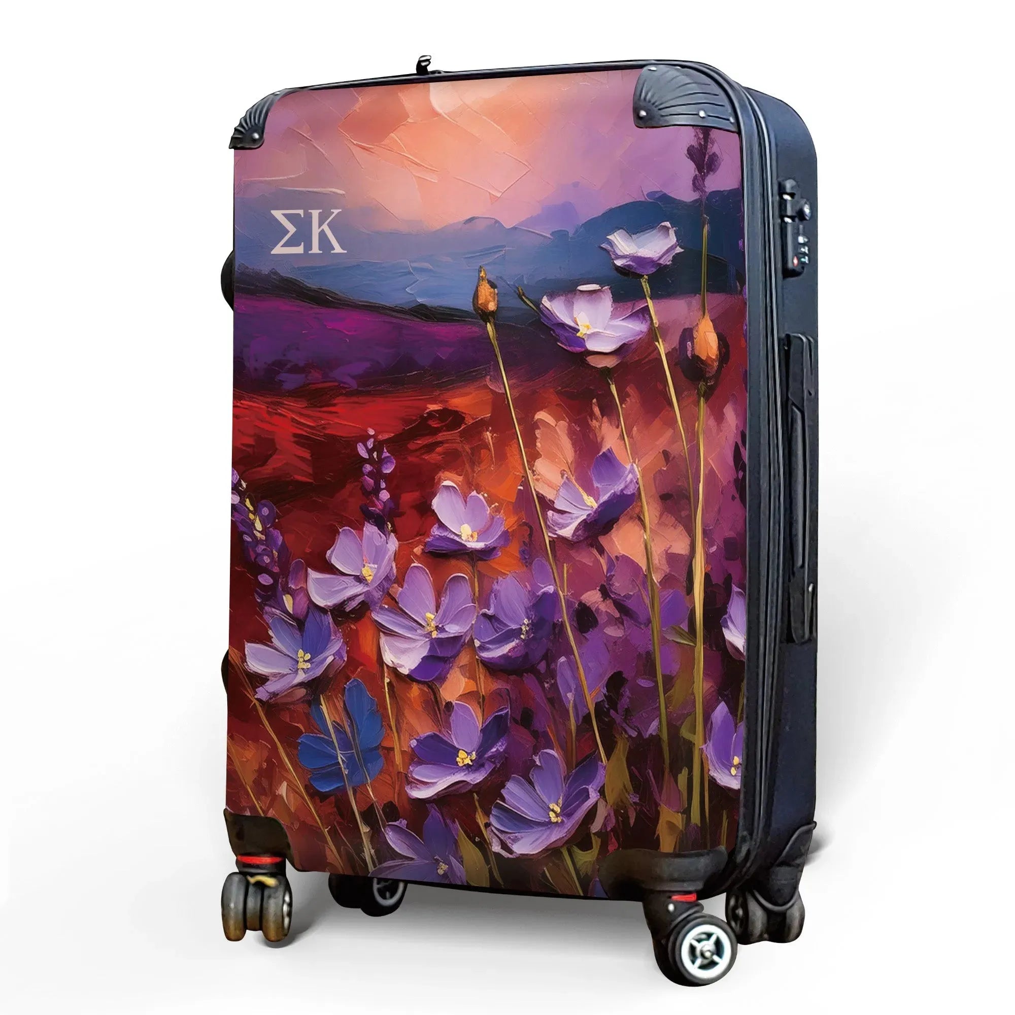 Sigma Kappa Carry-on Suitcase - Bold Purple Violets Suitcases
