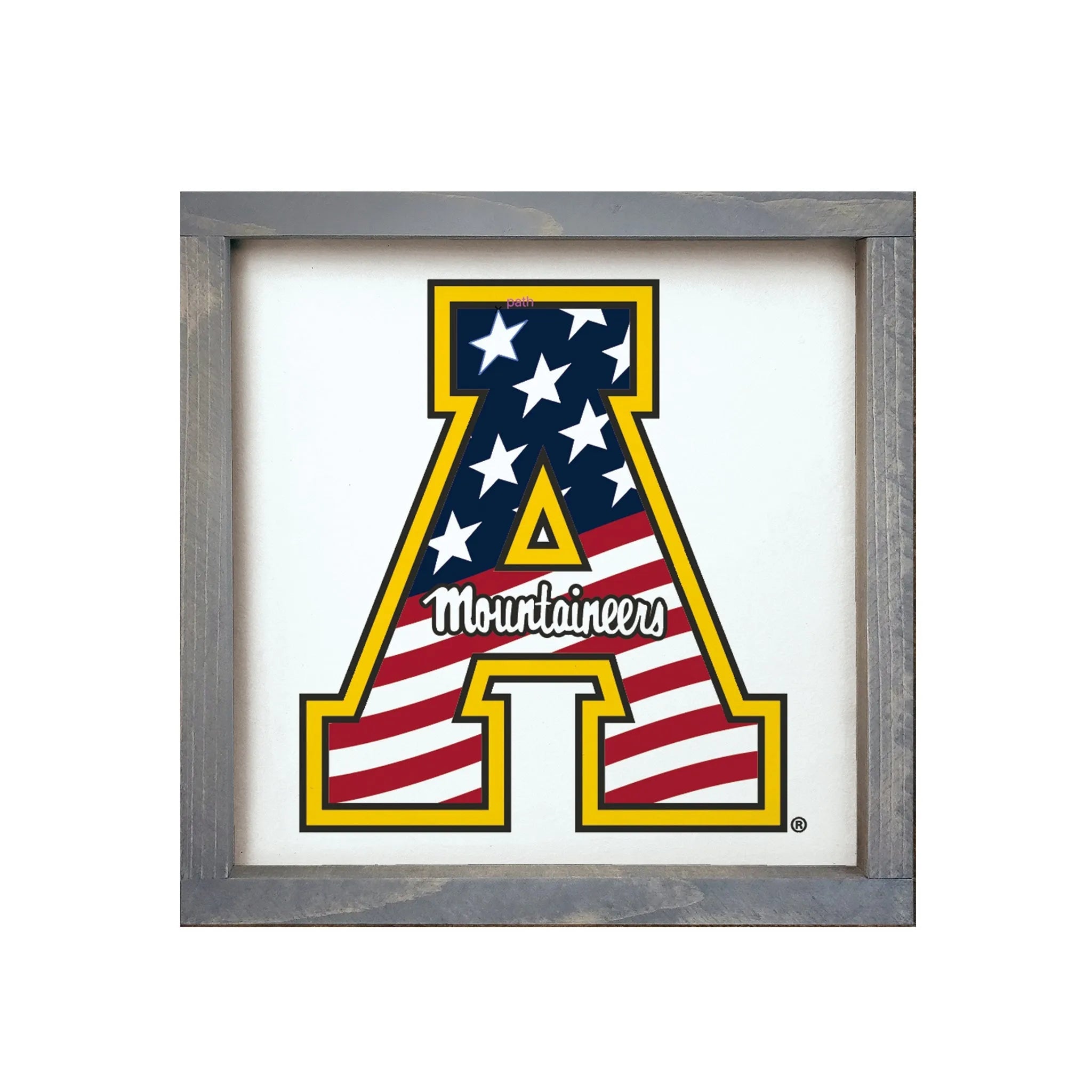 Appalachian State University 12x12 Wood Framed Sign - Heroes Day Mark Weathered Gray Wall Art & Signs