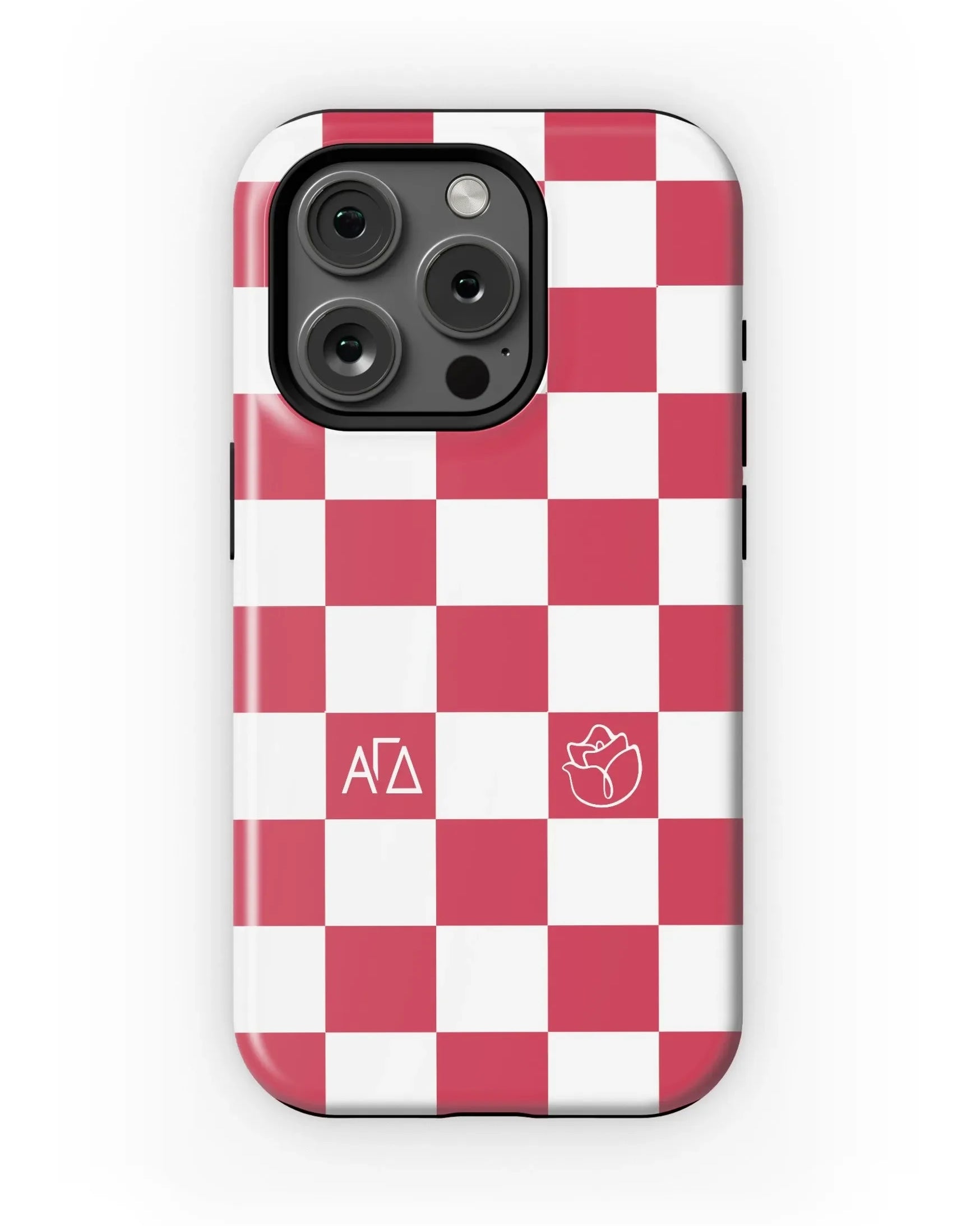 Alpha Gamma Delta iPhone 16, 15, 14 Mobile Phone Case - Red Check Matte Mobile Phone Cases