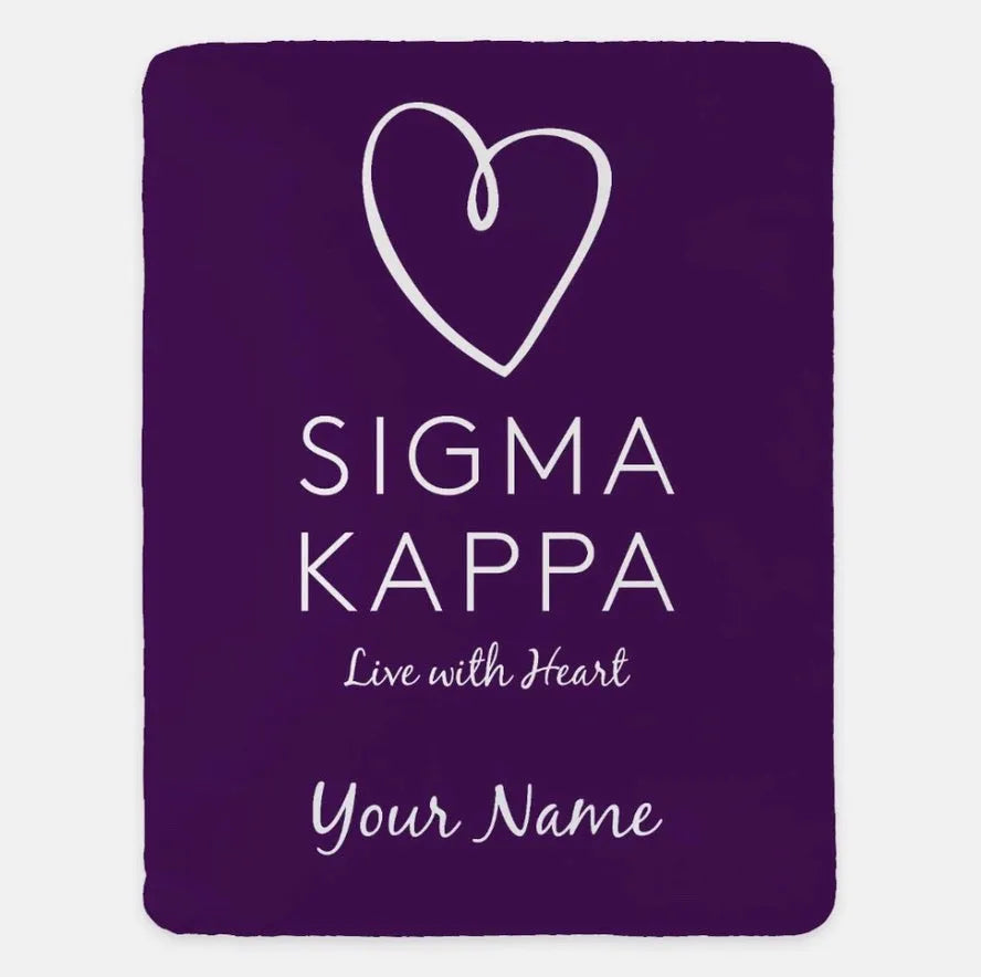 Personalized Sigma Kappa XL 60x80 Sherpa Throw Blanket Purple Throw Blankets