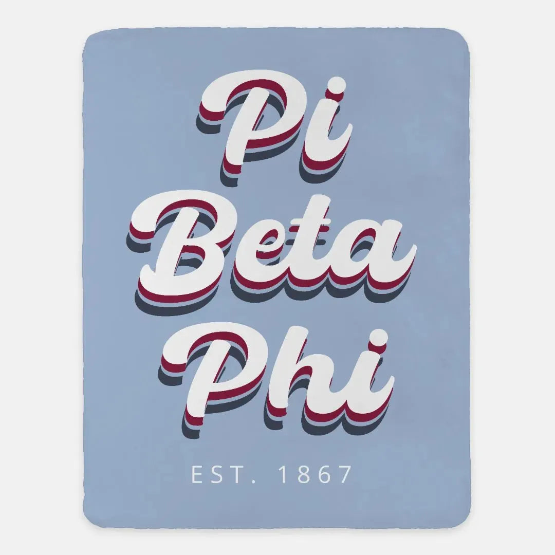 Pi Beta Phi XL 60x80 Sherpa Throw Blanket - Retro Throw Blankets