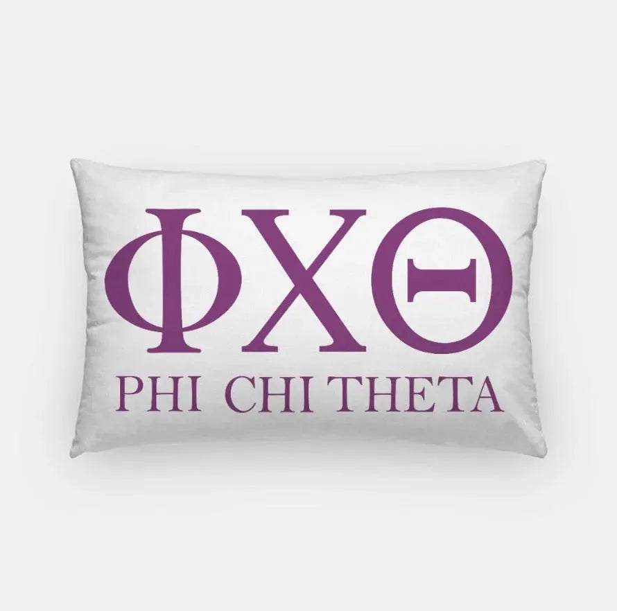 Phi Chi Theta Lumbar Throw Pillow Cover - Greek Letters Purple Pillow Covers