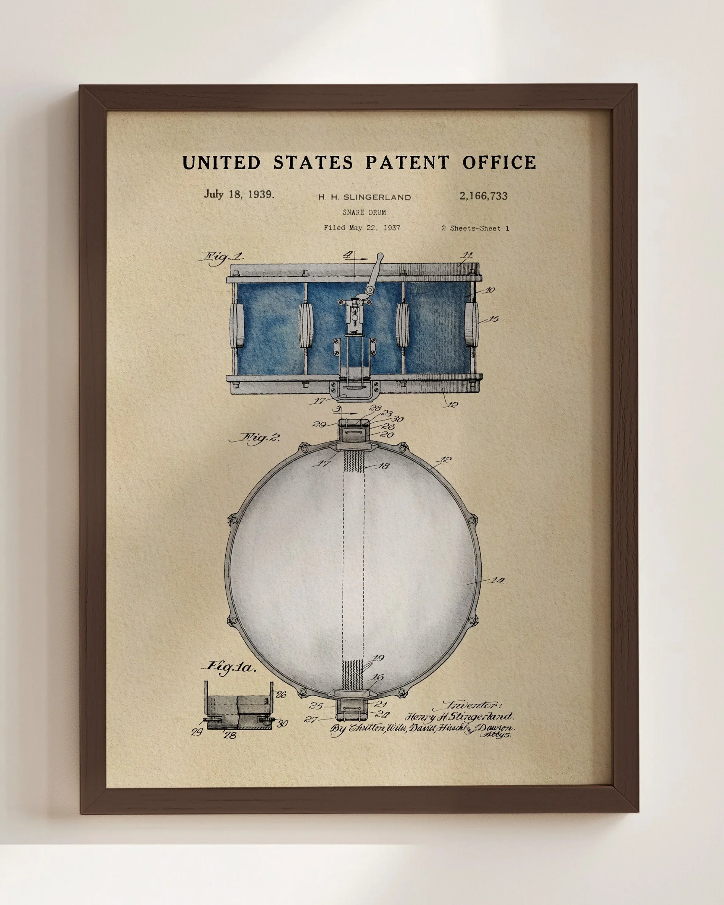 Snare Drum US Patent Art Print | Wall Art | Music-Themed Dorm Decor
