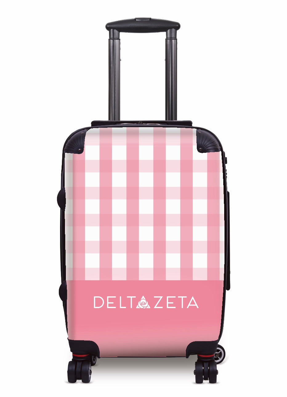 Delta Zeta Carry-on Suitcase Luggage - Gingham Suitcases