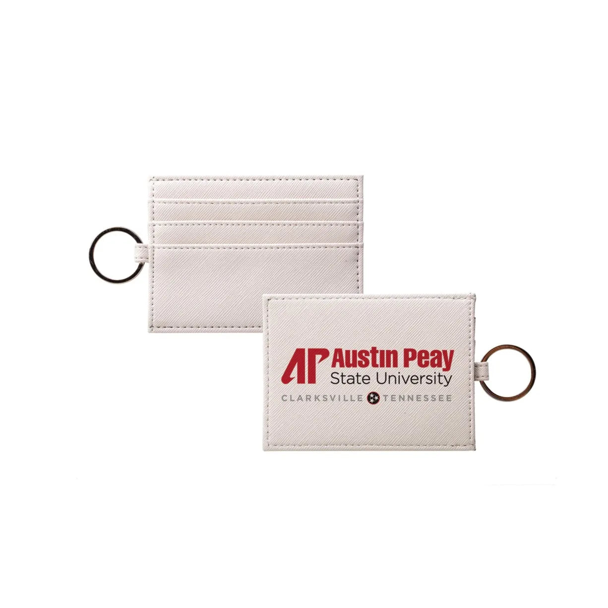Austin Peay Vegan Saffiano Leather Keychain Card Holder Traditional Travel Wallet