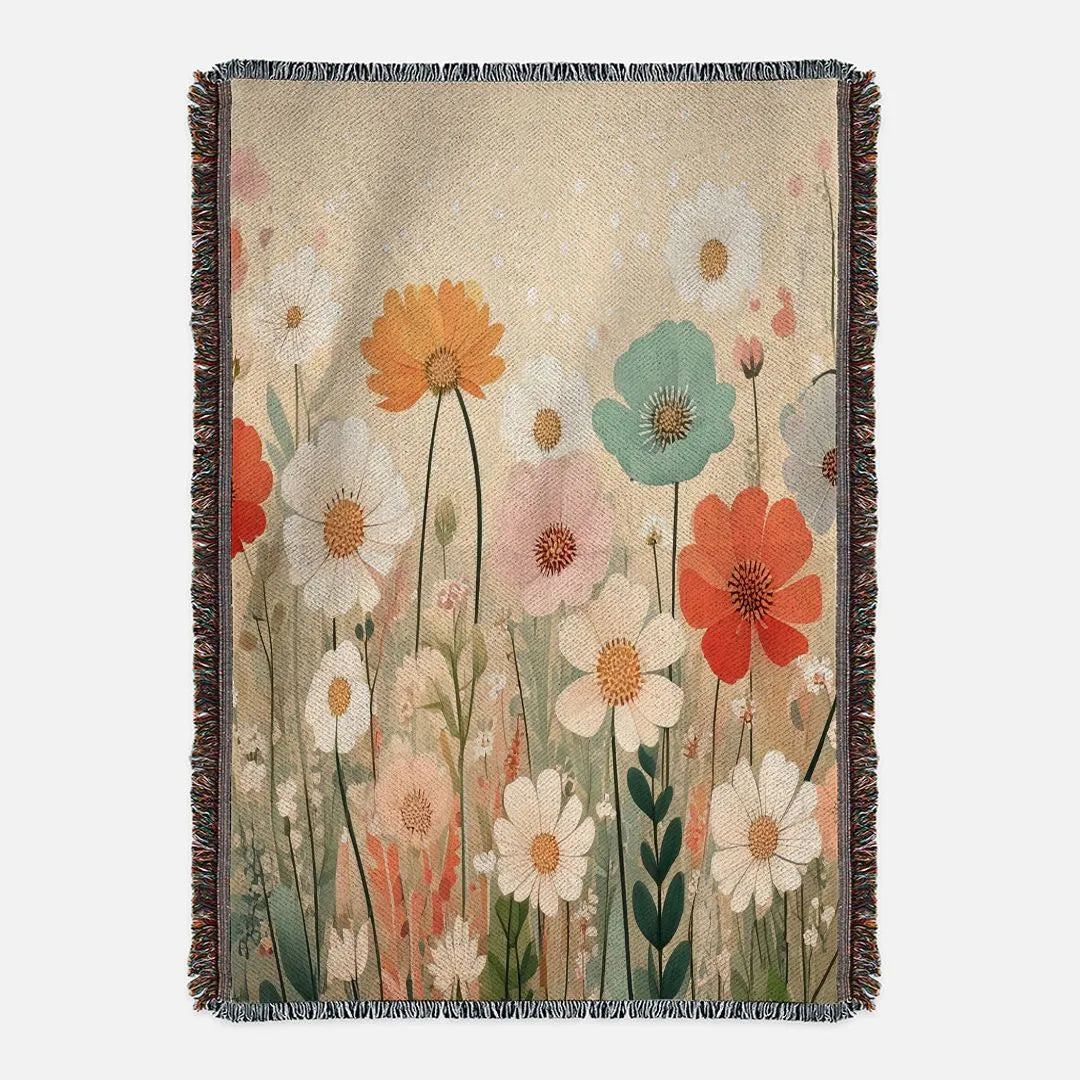 Boho Floral Woven Tapestry & Blanket Vertical Decorative Tapestries