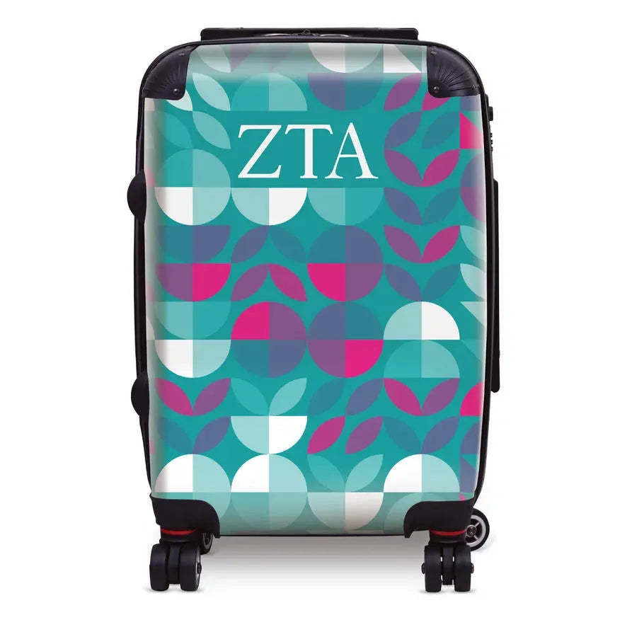 Zeta Tau Alpha Carry-on Suitcase - Geo Petals Turquoise Suitcases