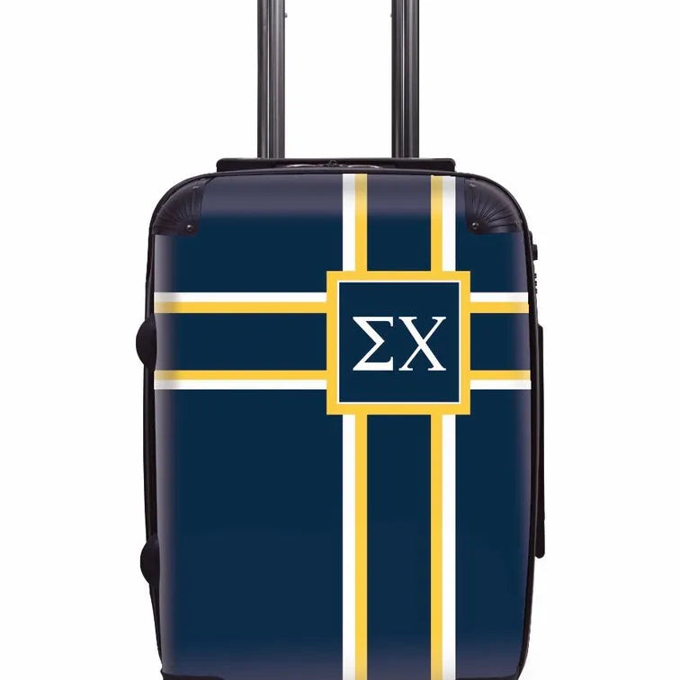 Sigma Chi Carry-On Suitcase - Cross Stripes Deep Blue Suitcases