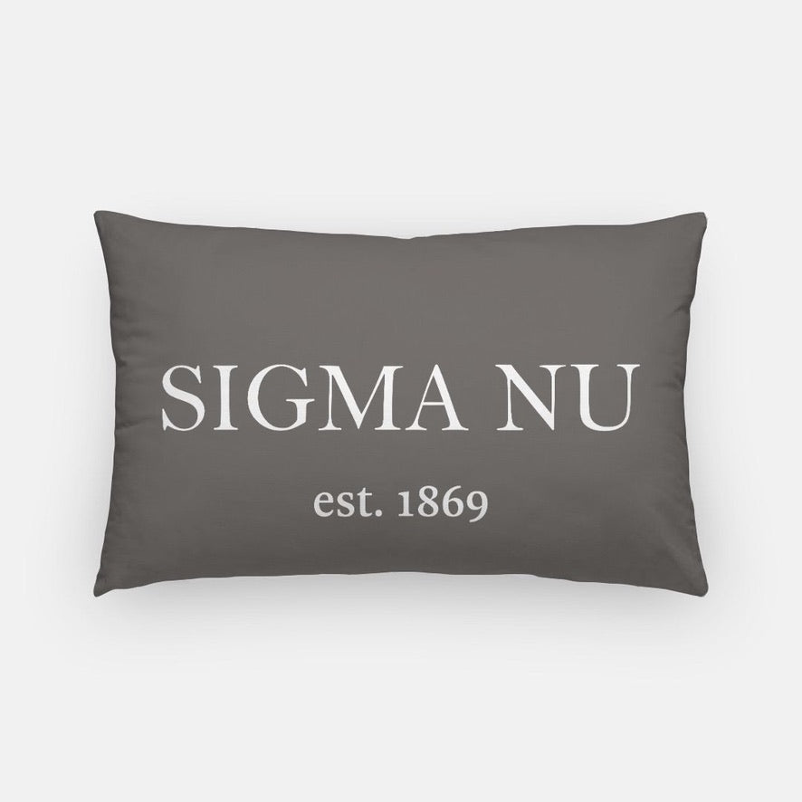 Sigma Nu Lumbar Pillow Cover - Traditional 1869 Gray White Pillow Covers
