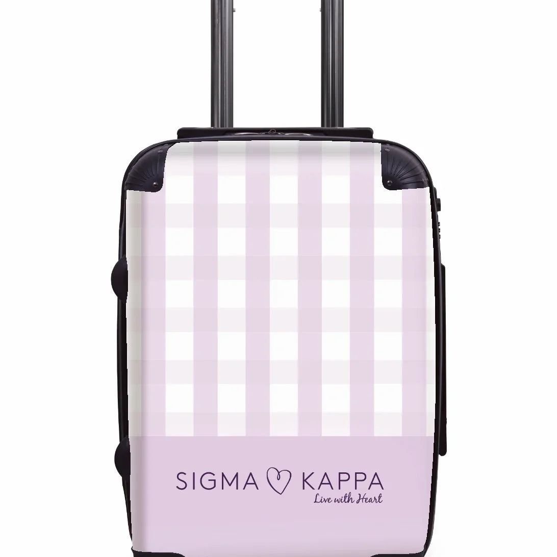 Sigma Kappa Carry-on Luggage - Gingham Lavendar Suitcases