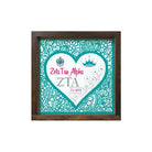 Zeta Tau Alpha 12x12 Wood Framed Sign - Turquoise Mandala Heart Walnut Stain Wall Art & Signs